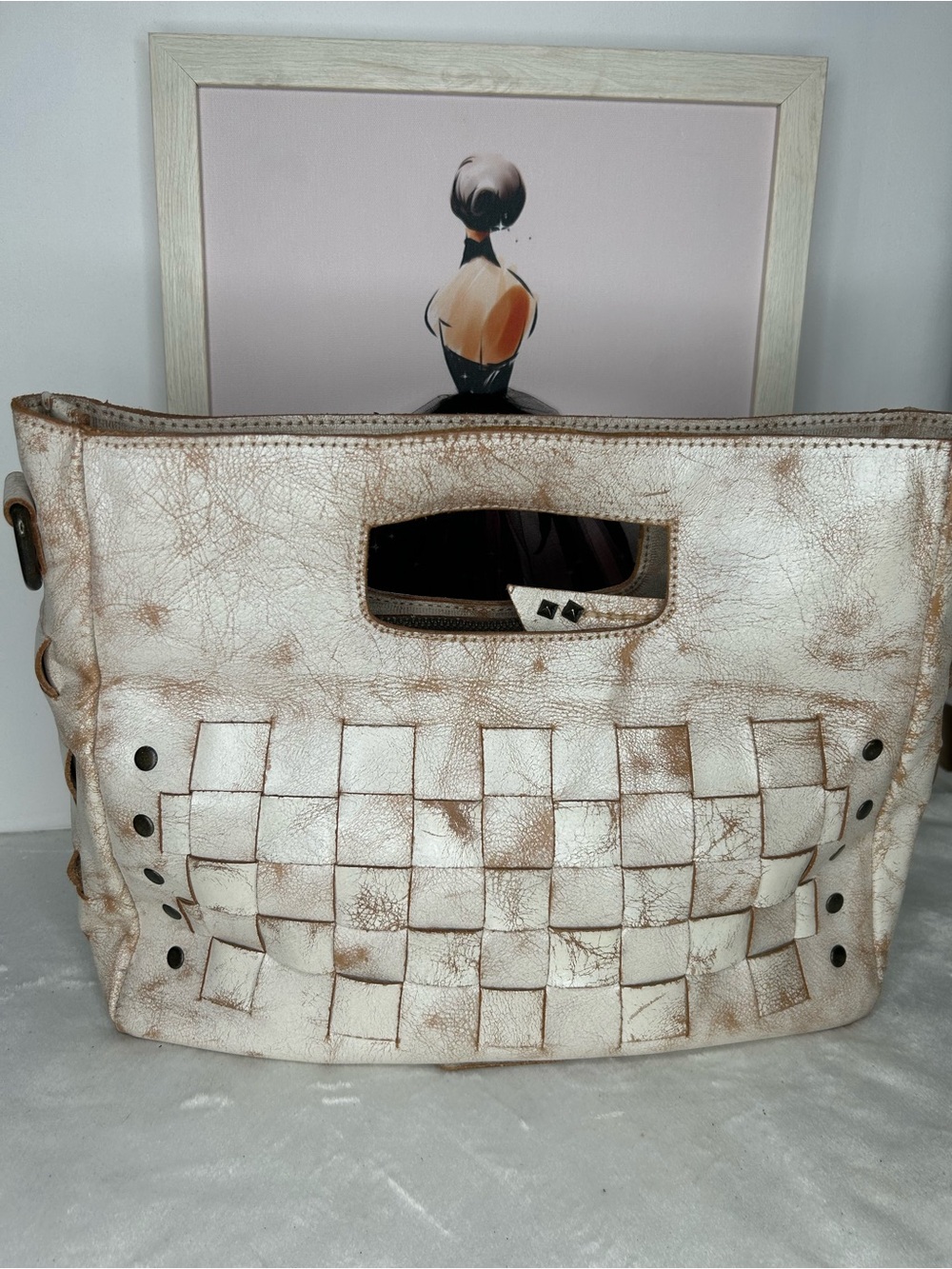 Bed Stu Orchid Woven Leather Satchel Handbag - Nectar Lux - Picture 5 of 10